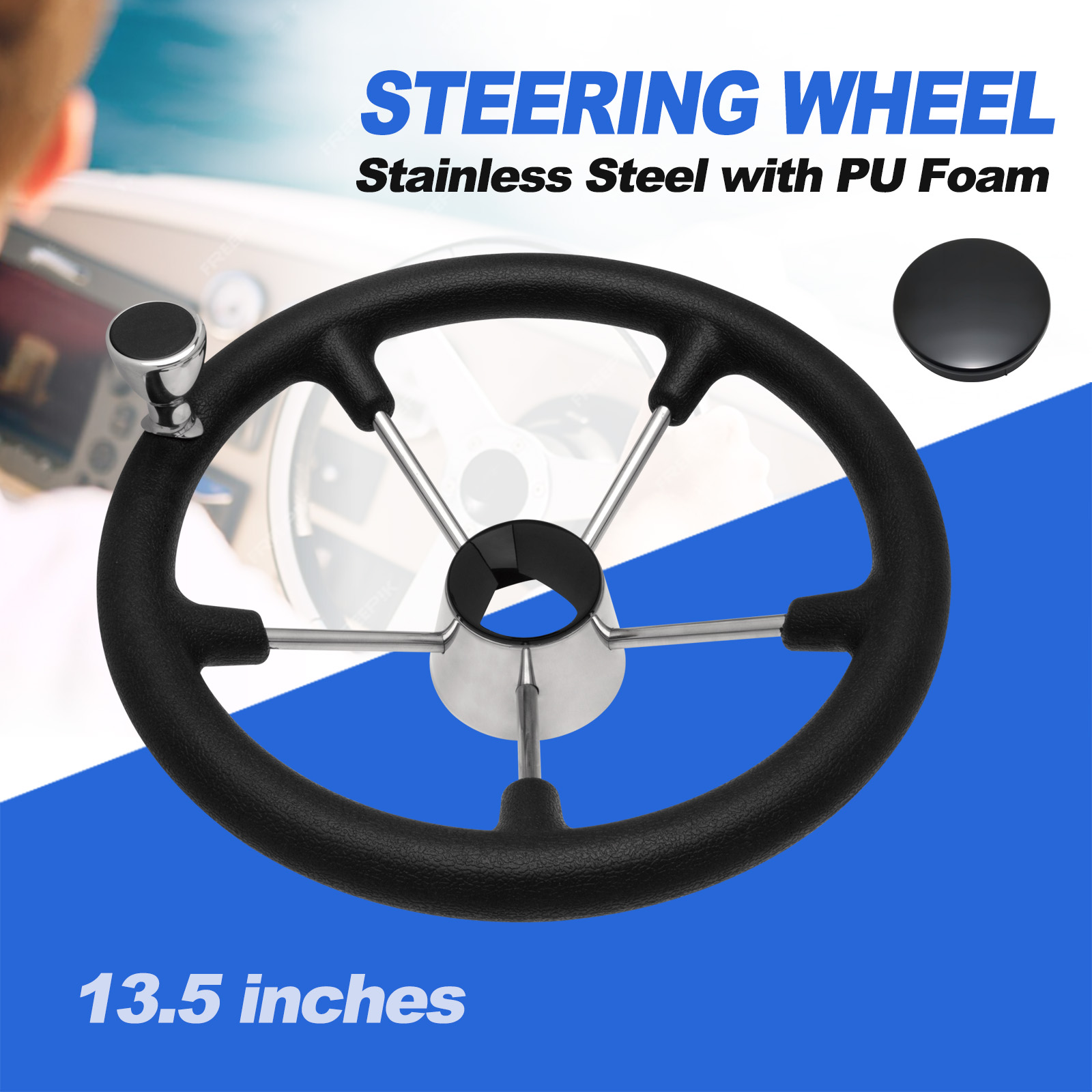 Fishing Boat Steering Wheel - Volant de bateau en acier inoxydable